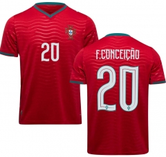 (S-4XL) 2026 World Cup Portugal Home Red #20 F.Conceição Thailand Soccer Jersey AAA