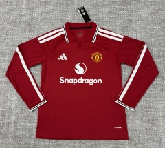 (S-5XL) 26-27 Manchester United Home Red LS Thailand Soccer Jersey AAA-4506