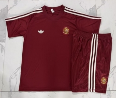 26-27 Spain Maroon Short-Sleeved Thailand Soccer Tracksuit-815