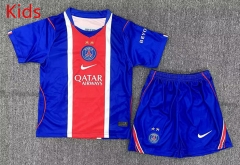 26-27 2 Stars Version Paris Home Blue Kids/Youth Soccer Uniform-2353