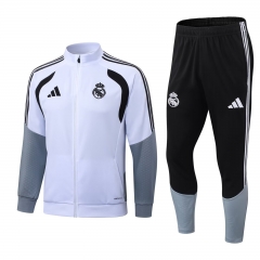 26-27 Real Madrid White Thailand Soccer Jacket Uniform-LH 26-27 Real Madrid White Thailand Soccer Jacket Uniform-LH