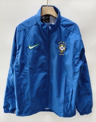 Retro Version 1998 Brazil Blue Single-sided Embroidered Thailand Trench Coat-0255