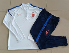 26-27 France White Thailand Soccer Tracksuit-815