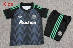 26-27 RC Lens Away Grey&Black Kids/Youth Soccer Uniform-7809