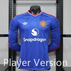 (S-3XL) Player Version 26-27 Manchester United Away Blue LS Thailand Soccer Jersey-888 (S-3XL) Player Version 26-27 Manchester United Away Blue LS Thailand Soccer Jersey-888