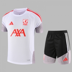 26-27 Liverpool White Thailand Short-sleeved Soccer Tracksuit-GDP
