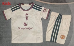26-27 Manchester United 2nd Away Beige Kids/Youth Soccer Uniform-9484