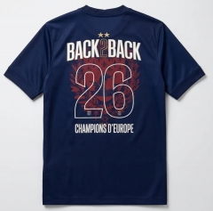 (S-4XL) With 2 Stars 25-26 Champion Version Paris Home Blue Thailand Soccer Jersey AAA