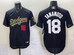 (Red Front Number) Los Angeles Dodgers #18 Black MLB Jersey-0840
