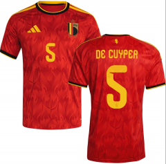 (S-4XL) 2026 World Cup Belgium Home Red #5 DE CUYPER Thailand Soccer Jersey AAA