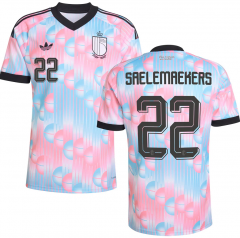 (S-4XL) 26-27 Belgium Away Pink&Bue #22 SAELEMAEKERS Thailand Soccer Jersey AAA