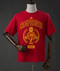 (S-3XL) 26-27 Champions Spain Red Cotton T-shirt