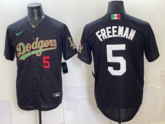 (Red Front Number) Los Angeles Dodgers #5 Black MLB Jersey-0840