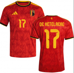 (S-4XL) 2026 World Cup Belgium Home Red DE KETELAERE #17 Thailand Soccer Jersey AAA