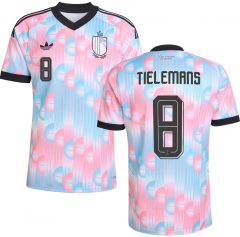 (S-4XL) 26-27 Belgium Away Pink&Bue #8 TIELEMANS Thailand Soccer Jersey AAA