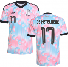 (S-4XL) 26-27 Belgium Away Pink&Bue #17 DE KETELAERE Thailand Soccer Jersey AAA
