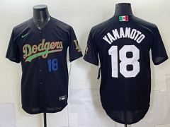(Blue Front Number) Los Angeles Dodgers #18 Black MLB Jersey-0840