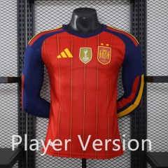 With Patch (S-3XL) 2 Stars Player Version 26-27 Spain Home Red LS Thailand Soccer Jersey AAA-888 With Patch (S-3XL) 2 Stars Player Version 26-27 Spain Home Red LS Thailand Soccer Jersey AAA-888