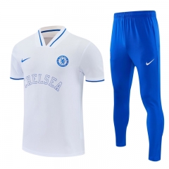 26-27 Chelsea White Short-sleeve Thailand Soccer Tracksuit-4627 26-27 Chelsea White Short-sleeve Thailand Soccer Tracksuit-4627