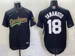 (No Front Number) Los Angeles Dodgers #18 Black MLB Jersey-0840