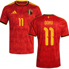 (S-4XL) 2026 World Cup Belgium Home Red DOKU #11 Thailand Soccer Jersey AAA