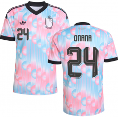 (S-4XL) 26-27 Belgium Away Pink&Bue #24 ONANA Thailand Soccer Jersey AAA