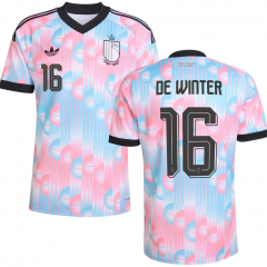 (S-4XL) 26-27 Belgium Away Pink&Bue #16 DE WINTER Thailand Soccer Jersey AAA