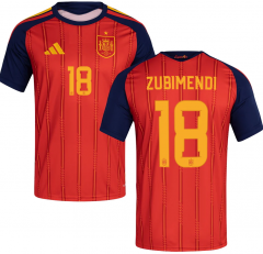 (S-4XL) 2026 Spain Home Red #18 ZUBIMENDI Thailand Soccer Jersey AAA