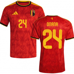 (S-4XL) 2026 World Cup Belgium Home Red ONANA #24 Thailand Soccer Jersey AAA