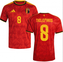 (S-4XL) 2026 World Cup Belgium Home Red TIELEMANS #8 Thailand Soccer Jersey AAA
