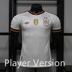 With Patch (S-3XL) 2 Stars Player Version 26-27 Spain Away White Thailand Soccer Jersey AAA-888 With Patch (S-3XL) 2 Stars Player Version 26-27 Spain Away White Thailand Soccer Jersey AAA-888
