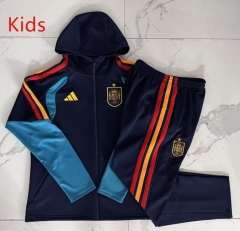 26-27 Spain Royal Blue Kids/Youth Soccer Jacket Uniform With Hat-815 26-27 Spain Royal Blue Kids/Youth Soccer Jacket Uniform With Hat-815