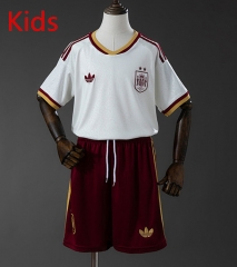 With 2 Stars 2026 World Cup Spain Away White Kids/Youth Soccer Uniform With 2 Stars 2026 World Cup Spain Away White Kids/Youth Soccer Uniform