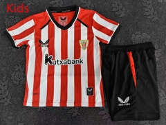 26-27 Athletic Bilbao Home Red&White Kids/Youth Soccer Unifrom-9484