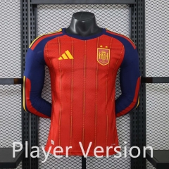 (S-3XL) 2 Stars Player Version 26-27 Spain Home Red LS Thailand Soccer Jersey AAA-888 (S-3XL) 2 Stars Player Version 26-27 Spain Home Red LS Thailand Soccer Jersey AAA-888