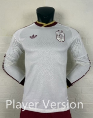 (S-4XL) Player Version 26-27 Spain Away White LS Thailand Soccer Jersey AAA-2016 (S-4XL) Player Version 26-27 Spain Away White LS Thailand Soccer Jersey AAA-2016