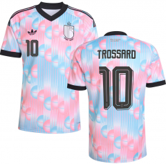 (S-4XL) 26-27 Belgium Away Pink&Bue #10 TROSSARD Thailand Soccer Jersey AAA