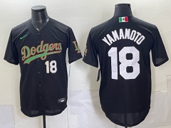 (White Front Number) Los Angeles Dodgers #18 Black MLB Jersey-0840