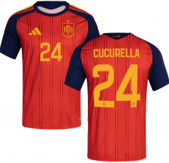 (S-4XL) 2026 Spain Home Red #24 CUCURELLA Thailand Soccer Jersey AAA