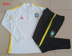 26-27 Brazil White Kids/Youth Soccer Tracksuit-815