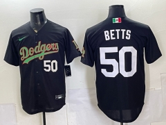 (White Front Number) Los Angeles Dodgers #50 Black MLB Jersey-0840