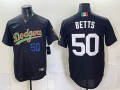 (Blue Front Number) Los Angeles Dodgers #50 Black MLB Jersey-0840