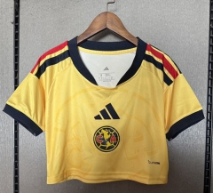 26-27 Club America Home Yellow Women Navel-revealing style Soccer Jersey-5698 26-27 Club America Home Yellow Women Navel-revealing style Soccer Jersey-5698