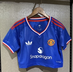 26-27 Manchester United Away Blue Women Navel-revealing style Soccer Jersey-7411 26-27 Manchester United Away Blue Women Navel-revealing style Soccer Jersey-7411