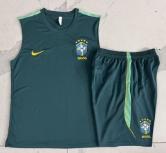 26-27 Brazil Dark Green Thailand Soccer Vest Tracksuit-815 26-27 Brazil Dark Green Thailand Soccer Vest Tracksuit-815