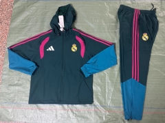 26-27 Real Madrid Dark Green Thailand Trench Coats Uniform With Hat-4927 26-27 Real Madrid Dark Green Thailand Trench Coats Uniform With Hat-4927