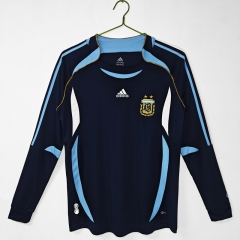 Retro Version 2006 Argentina Away Royal Blue LS Thailand Soccer Jersey AAA-C1046