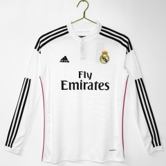 Retro Version 14-15 Real Madrid Home White LS Thailand Soccer Jersey AAA-C1046