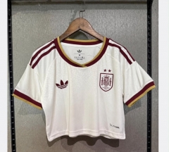 (2 Stars) 26-27 Spain Away White Women Navel-revealing style Soccer Jersey-7411 (2 Stars) 26-27 Spain Away White Women Navel-revealing style Soccer Jersey-7411
