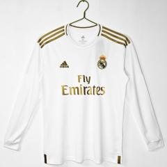 Retro Version 19-20 Real Madrid Home White LS Thailand Soccer Jersey AAA-C1046
